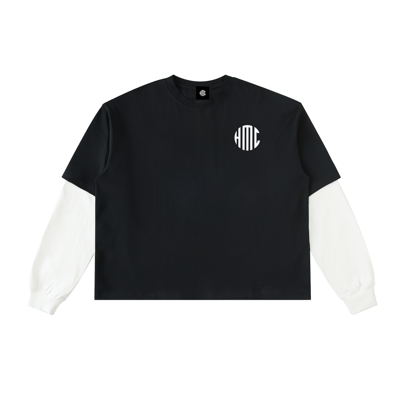 HMC Layered Contrast Sleeve Cotton T-Shirt