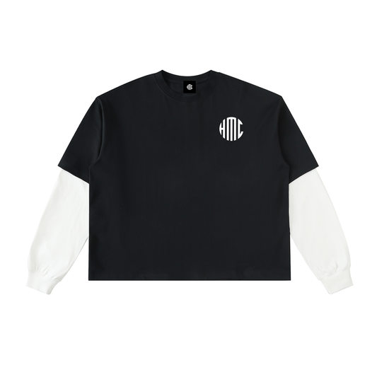 HMC Layered Contrast Sleeve Cotton T-Shirt
