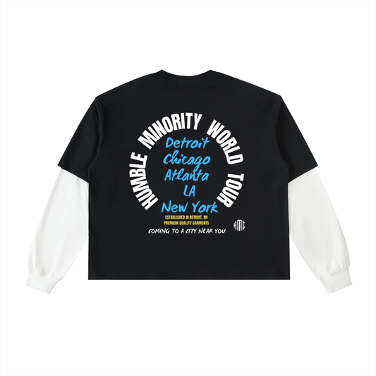 HMC Layered Contrast Sleeve Cotton T-Shirt